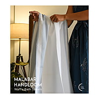 Cotton Handloom bath towel - White with teal side strip Cotton Handloom bath towel - White with teal side strip
