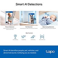 Tapo C230 Smart Pan/Tilt AI Home Security Wi-Fi Camera 3K 5MP 1620p, Two-Way Audio, Voice Control, Night Vision, Baby Crying Detection, Motion Tracking, Smart AI Detection and Notifications