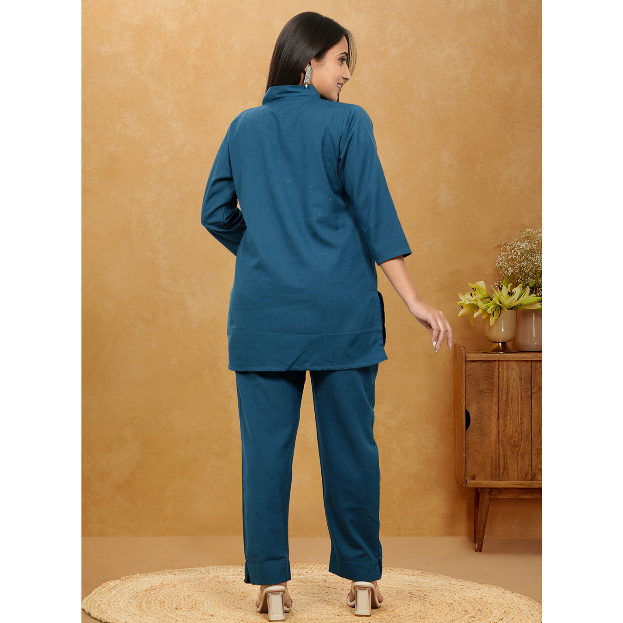 Nivaah Teal Blue Cotton Short Co-Ord Set