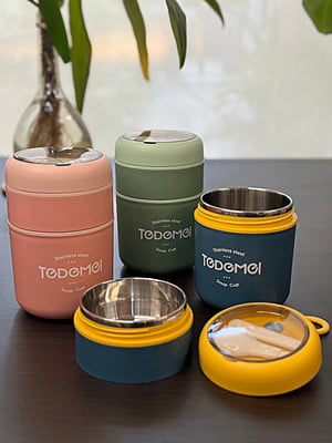 Tedemei Double Level Thermal Insulated Steel Bento Box (8-10 Hours)