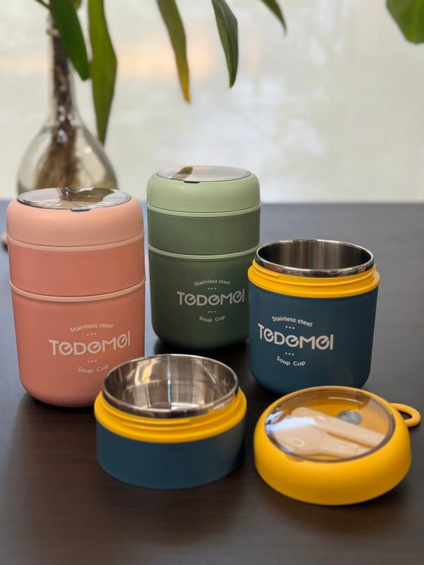 Tedemei Double Level Thermal Insulated Steel Bento Box (8-10 Hours)