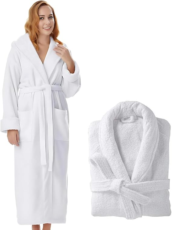Sofrito Luxury 100% Cotton Terry Soft & Plush Bath Robe - White