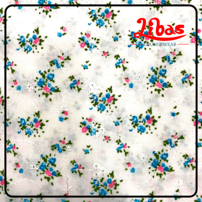 Tiny sky blue floral prints on whit based cotton sleeveless nighty from libas loungewear-SL038