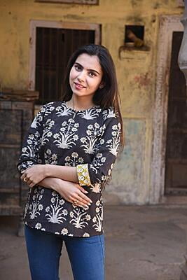 Block Printed Top-Black-5 Block Printed Top-Black-5