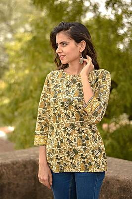 Block Printed Top-Green-3 Block Printed Top-Green-3