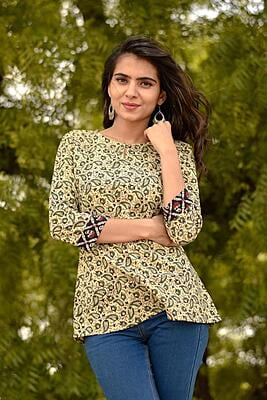 Block Printed Top-Green-5 Block Printed Top-Green-5