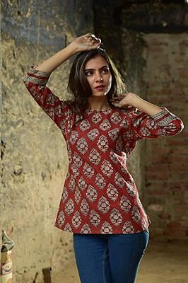 Block Printed Top-Rust-4 Block Printed Top-Rust-4