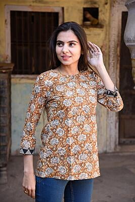 Block Printed Top-Rust-5 Block Printed Top-Rust-5