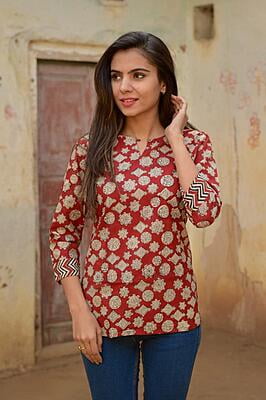 Block Printed Top-Rust-7 Block Printed Top-Rust-7