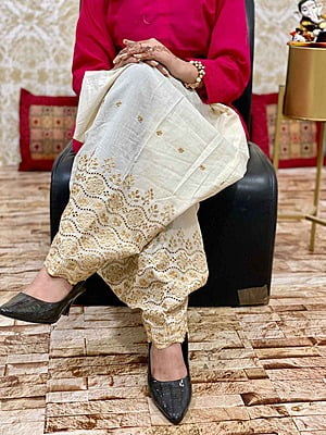 Cotton Zari Salwar-OffWhite-5
