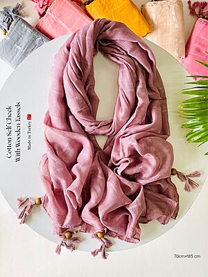 Turkish Cotton Self Check with Wooden Tassels
