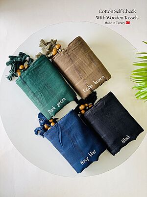 Turkish Cotton Self Check with Wooden Tassels