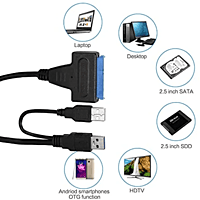 USB 3.0 to SATA III Adapter Cable with UASP SATA to USB Converter for 3.5" Hard Drives Disk HDD & Solid State Drives