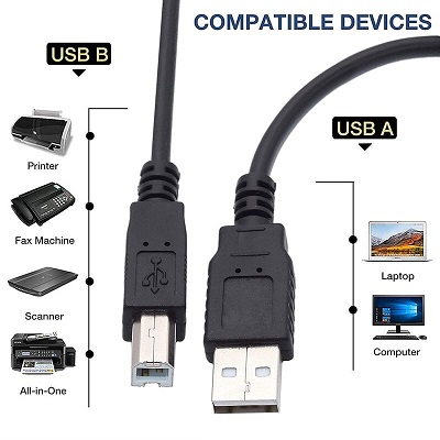 USB A Male to B Male Printer Scanner Cable,Compatible with Canon, Brother, Dell, Epson, HP, Samsung, Lexmark, and Panasonic Printers and Scanners USB A Male to B Male Printer Scanner Cable,Compatible with Canon, Brother, Dell, Epson, HP, Samsung, Lexmark, and Panasonic Printers and Scanners