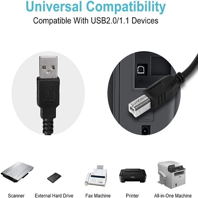 USB A Male to B Male Printer Scanner Cable,Compatible with Canon, Brother, Dell, Epson, HP, Samsung, Lexmark, and Panasonic Printers and Scanners USB A Male to B Male Printer Scanner Cable,Compatible with Canon, Brother, Dell, Epson, HP, Samsung, Lexmark, and Panasonic Printers and Scanners