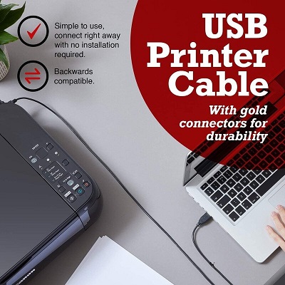 USB A Male to B Male Printer Scanner Cable,Compatible with Canon, Brother, Dell, Epson, HP, Samsung, Lexmark, and Panasonic Printers and Scanners USB A Male to B Male Printer Scanner Cable,Compatible with Canon, Brother, Dell, Epson, HP, Samsung, Lexmark, and Panasonic Printers and Scanners