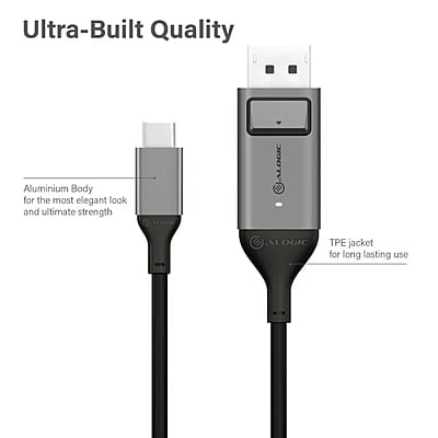 ALOGIC 2m Ultra USB-C (Male) to DP (Male) Cable - 4K @60Hz | ULCDP02-SGR ALOGIC 2m Ultra USB-C (Male) to DP (Male) Cable - 4K @60Hz | ULCDP02-SGR