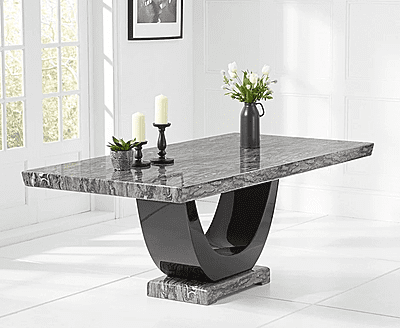 Vikinterio Modern U Shape Six Seater Marble Dining Table Set Vikinterio Modern U Shape Six Seater Marble Dining Table Set