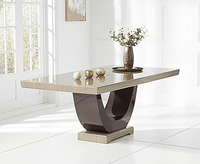 Vikinterio Modern U Shape Six Seater Marble Dining Table Set Vikinterio Modern U Shape Six Seater Marble Dining Table Set