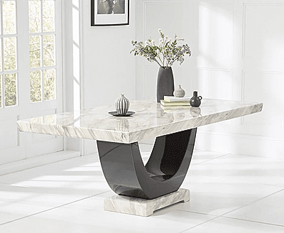 Vikinterio Modern U Shape Six Seater Marble Dining Table Set Vikinterio Modern U Shape Six Seater Marble Dining Table Set