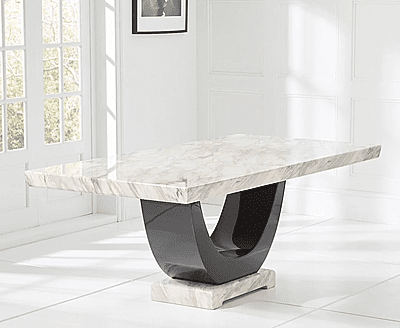 Vikinterio Modern U Shape Six Seater Marble Dining Table Set Vikinterio Modern U Shape Six Seater Marble Dining Table Set