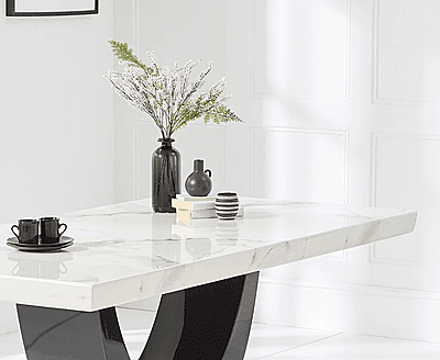 Vikinterio Modern U Shape Six Seater Marble Dining Table Set Vikinterio Modern U Shape Six Seater Marble Dining Table Set