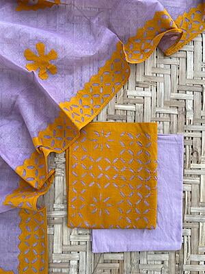Applique Unstitched Suit With Applique Top Catalogue 2-11