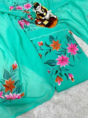 Hand Painted Georgette Suit-Rama-1 Hand Painted Georgette Suit-Rama-1