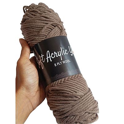 Soft Acrylic Yarn 8 ply Brown