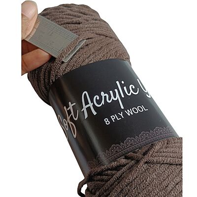 Soft Acrylic Yarn 8 ply Dark Brown