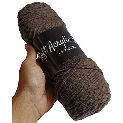 Soft Acrylic Yarn 8 ply Dark Brown