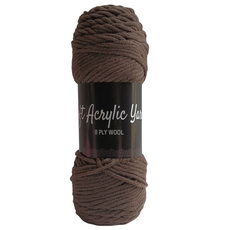 Soft Acrylic Yarn 8 ply Dark Brown
