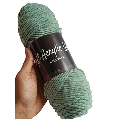 Soft Acrylic Yarn 8 ply Light Moss Green