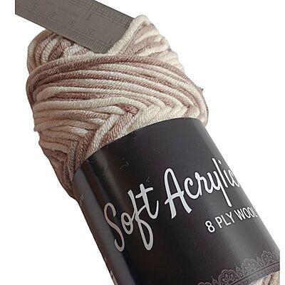 Soft Acrylic Yarn 8 ply Brown-Ivory Multi