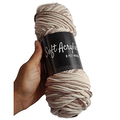 Soft Acrylic Yarn 8 ply Brown-Ivory Multi