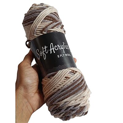 Soft Acrylic Yarn 8 ply Brown-Cream Multi