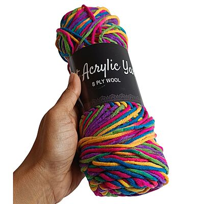 Soft Acrylic Yarn 8 ply Rainbow Multi