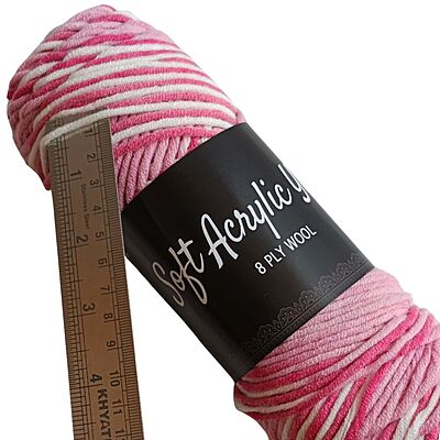 Soft Acrylic Yarn 8 ply Dusky Pink- White Multi