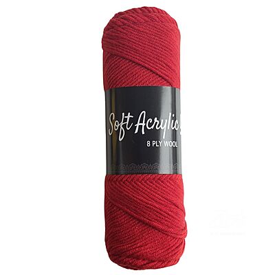 Soft Acrylic Yarn 8 ply Cherry Red