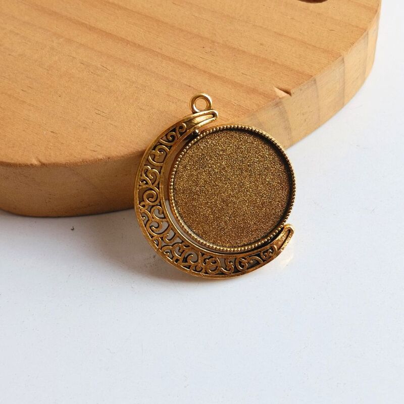 Rotating Double Side Round Pendant Antique Gold Big Rotating Double Side Round Pendant Antique Gold Big