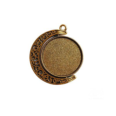 Rotating Double Side Round Pendant Antique Gold Big Rotating Double Side Round Pendant Antique Gold Big