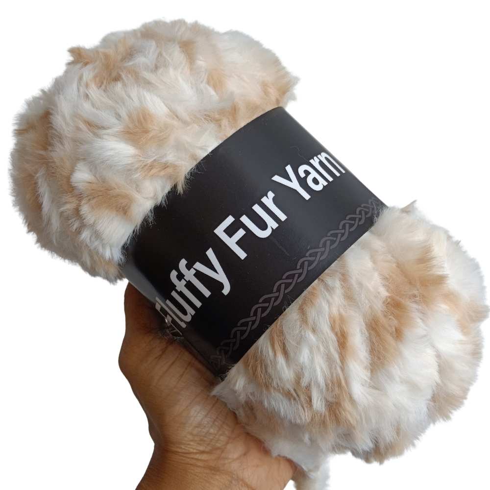 Fluffy Fur Yarn 58 Multi Brown-White
