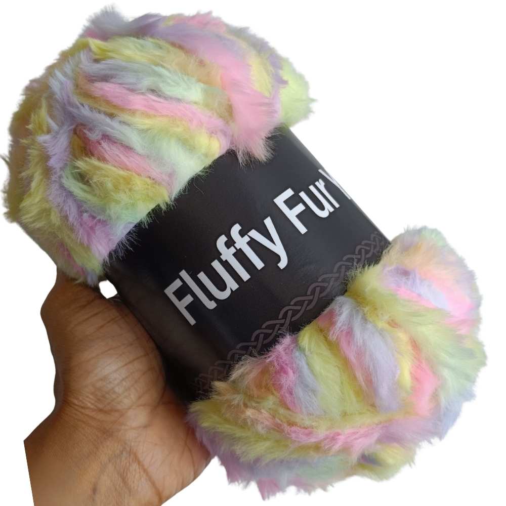 Fluffy Fur Yarn 56 Multi Rainbow