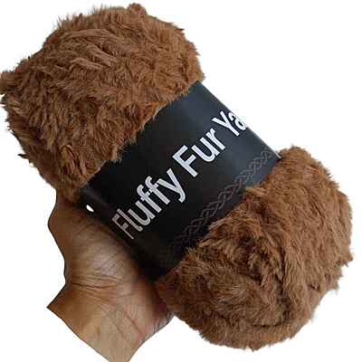 Fluffy Fur Yarn 72 Dirt Brown