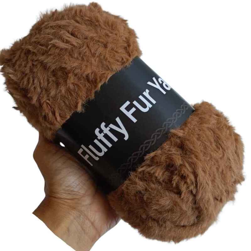 Fluffy Fur Yarn 72 Dirt Brown