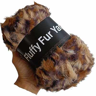 Fluffy Fur Yarn 79 Multi Speckled Brown
