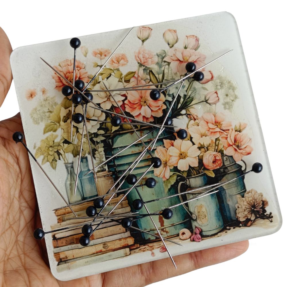 Vintage Floral Needle Minder Large Vintage Floral Needle Minder Large