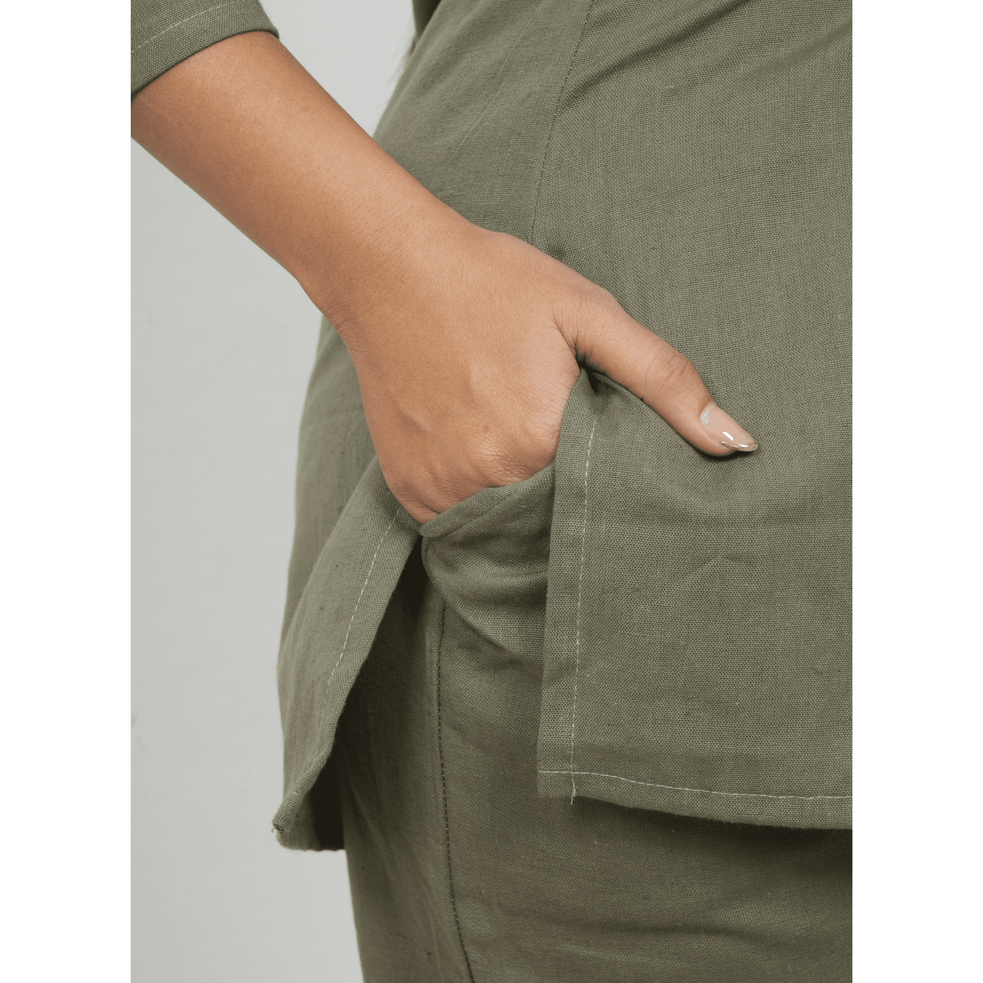 Nivaah Military Green Cotton Short Co-Ord Set Nivaah Military Green Cotton Short Co-Ord Set