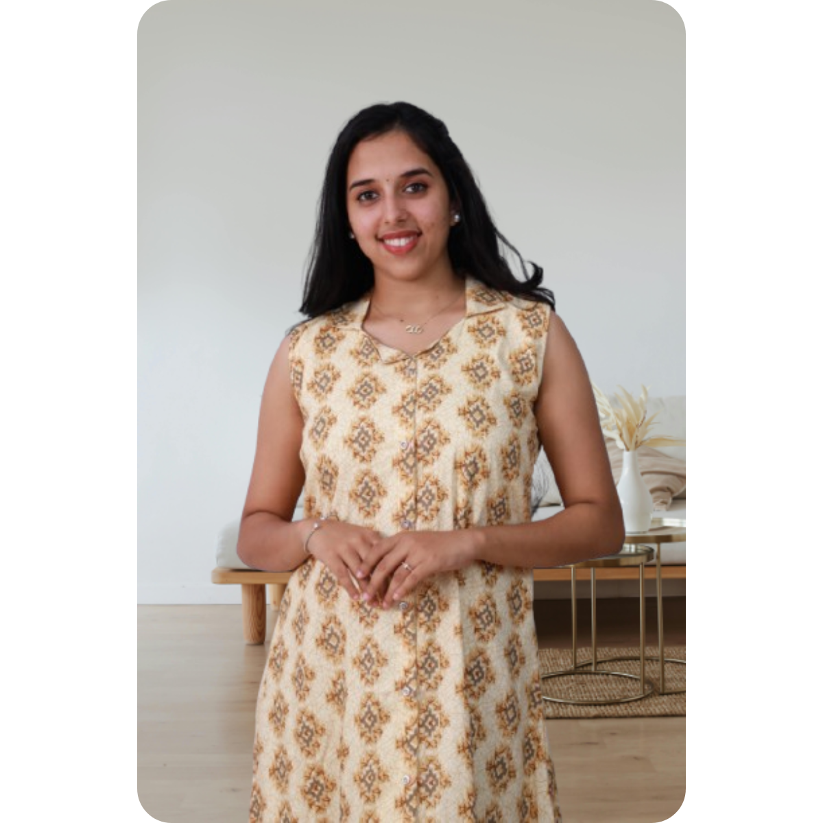 Shiya Sleeveless Geometric Yellow print