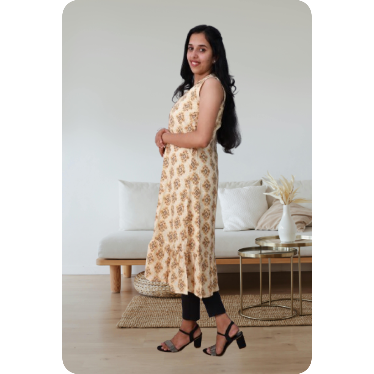 Shiya Sleeveless Geometric Yellow print
